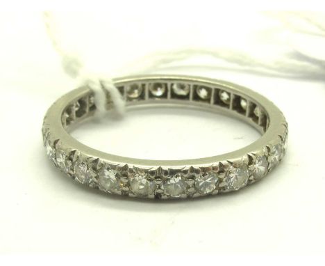 A Vintage Dainty Diamond Set Eternity Band, set throughout with brilliant and single cut stones (finger size N).
