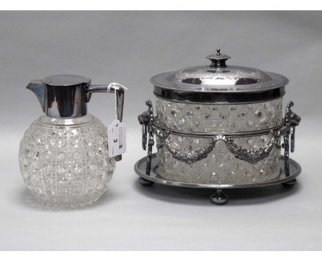 A Victorian Hallmarked Silver Mounted Hobnail Cut Glass Claret Jug, John Thomas Heath &amp; John Middleton, Birmingham 1894, 
