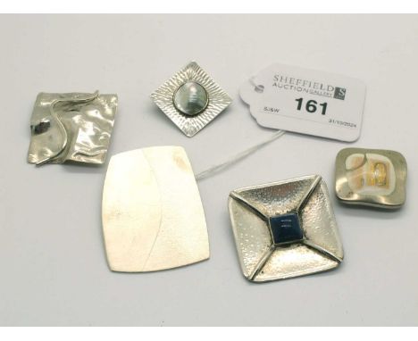 Modernist Style Brooches; A Modern Scottish Hallmarked Silver and Enamel Brooch, LCRH, Edinburgh 2000 (approximately 2.5cm); 
