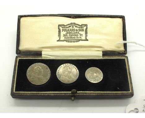 George III Maundy Money 1795, 4d, 3d, 2d (1d missing), in a Folkard &amp; Son Jewellers 355 Oxford St. New Bond St. W, fitted