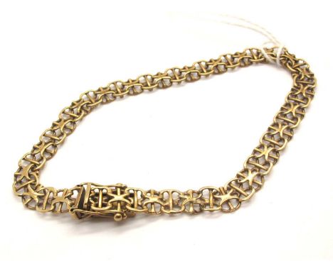 A Decorative Panel Style Bracelet, of openwork design, to snap clasp (marks rubbed) (6grams).