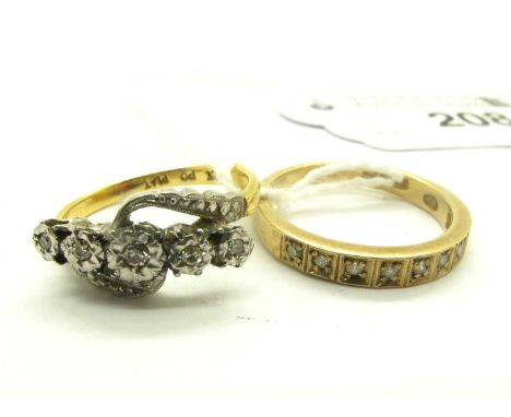 An Illusion Set Five Stone Ring, of graduated design, within crossover setting, stamped "18ct" "PLAT" (finger size K1/2), A 9