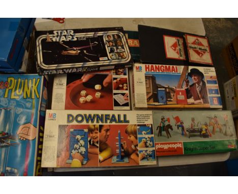 A collection of vintage children's board games and similar to include Kerplunk, Downfall, Hangman, Monopoly, Star Wars etc. S