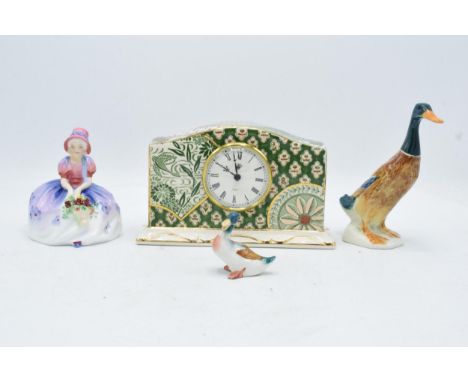 A collection of pottery to include Beswick mallard duck 756-2, a similar smaller example, Royal Doulton figure Monica HN1467 