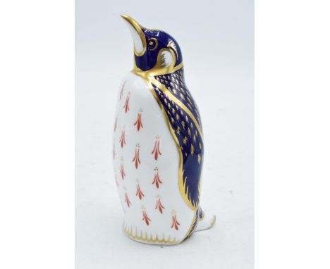 Royal Crown Derby paperweight in the form of a penguin. First quality with stopper. In good condition with no obvious damage 