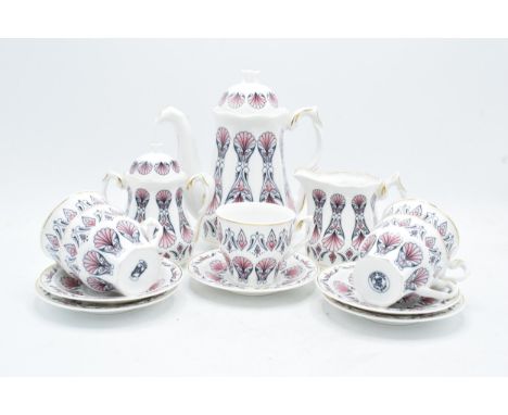 Artfil Bone China Romania pottery coffee set to include a coffee pot, 5 cups and saucers, a milk jug and lidded sugar (13) wi