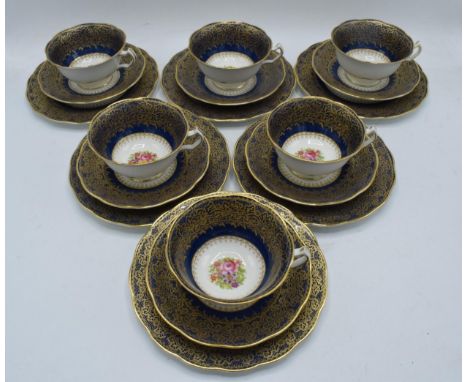 George Jones Crescent China part tea set to include 6 cups, 6 saucers, 6 sides (6 trios), a sugar bowl and milk jug (20 piece