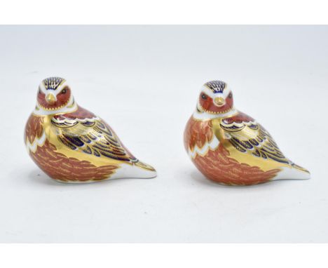 A pair of Royal Crown Derby paperweights in the form of Chaffinches. First quality with stoppers. In good condition with no o