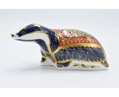 Royal Crown Derby paperweight in the form of a Moonlight Badger. First quality with stopper. In good condition with no obviou