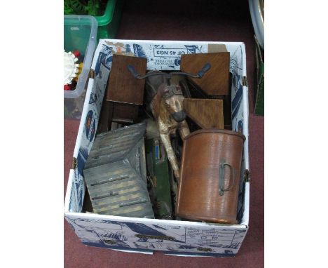 'Baby' Childs Sewing Machine, late XX Century horse tricycle toy, cuckoo clock, small furniture:- One Box
