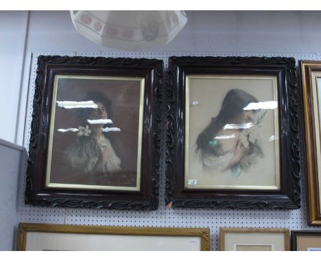 Pair of Female Portrait Prints, one copyright 1903 by James Arthur, 48.5 x 39cm.