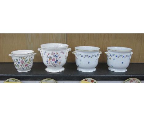 A pair of "Herend" Hungary cache pots, with hand painted decoration, a Hammersley cache pot and a Minton cache pot :- One tra