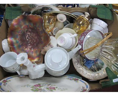 Cake stand, Coalport cabinet plate, moulded glass vase etc. 1 Box