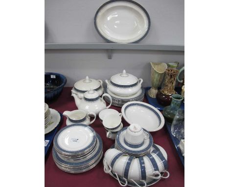 Royal Doulton 'Sherbrooke' Dinner-Tea Service, plates, cups saucers, tureens (forty-eight pieces);- One Box