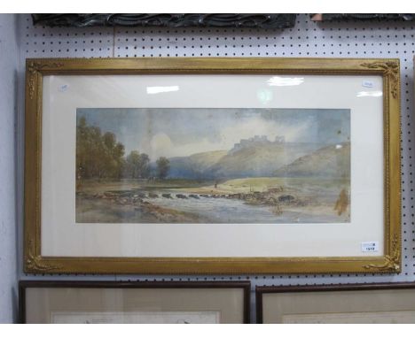 Alfred Parkman 1909, signed watercolour 'Pennard Castle' South Wales, signed in the middle of a picture 20 x 32cm.Vertical li