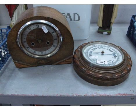 Antique 1920's Advertising Thermometer and Barometer Wooden