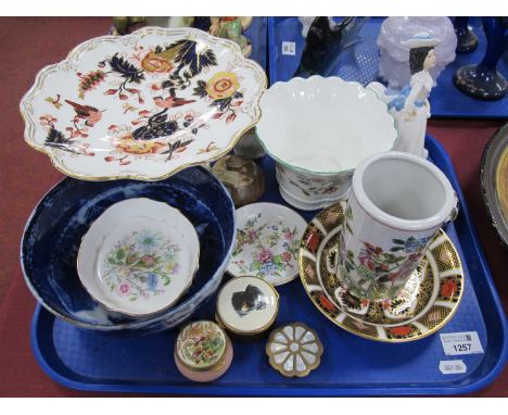 Royal Crown Derby Imari pattern dish, 1128, Coalport cake stand, etc : One tray