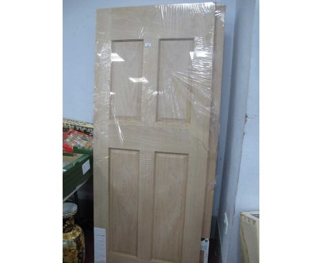 Four Victorian Oak Style XL Joinery Four Panel Internal Doors, 1981 x 762 x 35mm; together with four XL Products pine interna