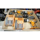 LOT - RIDGID 18V CORDLESS DRILLS C/W (2) CHARGERS, (3) BATTERIES