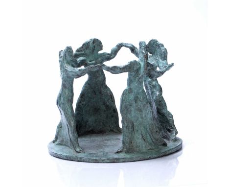 Ruth Eisenhart (Contemporary)'Untitled dancing figures' bronze sculpture, numbered 3/6, signed and dated 1990, 21cm x 25.5cm 
