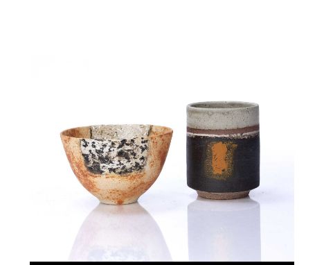 Robin Welch (1936-2019) studio pottery bowl, with potters initials, stamped to the base, 13cm across and one other studio pot