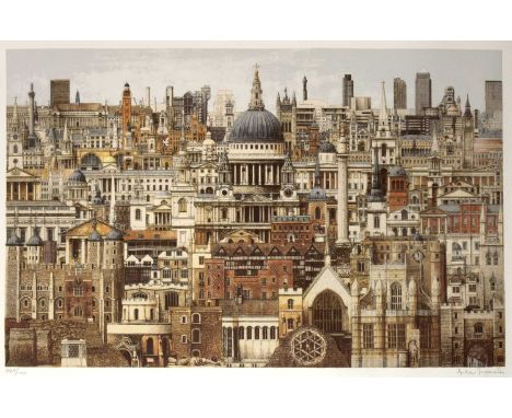 Andrew Ingamells (b.1956) '2000 years of London' print, numbered 625/1000, signed in pencil lower right, unframed, 54cm x 75c