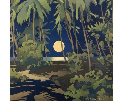 Byron Birdsall (1937-2016)'Hawaii night' print, limited edition of 500, signed in pencil under the mount, 31cm x 32cm and ano