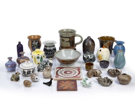 Collection of studio potteryto include: Mary Rich pottery vase, seal mark to base, 9cm high, Yuta Segawa miniature pottery bo