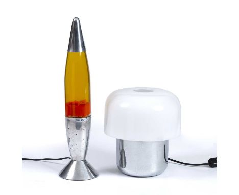 Harvey Guzzini for iGuzzini, ItalyTable lamp, mushroom form, circa 1970, white and chrome acrylic moulded manufacturer's mark