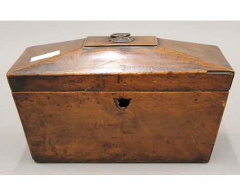 A 19th century mahogany tea caddy. 28 cm wide.