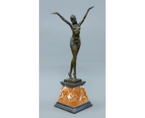 An Art Deco style bronze model of a dancing girl. 55 cm high.