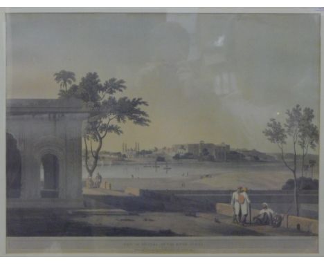 View of Mutura on the River Jumna, lithograph, framed and glazed. 65 x 49.5 cm.