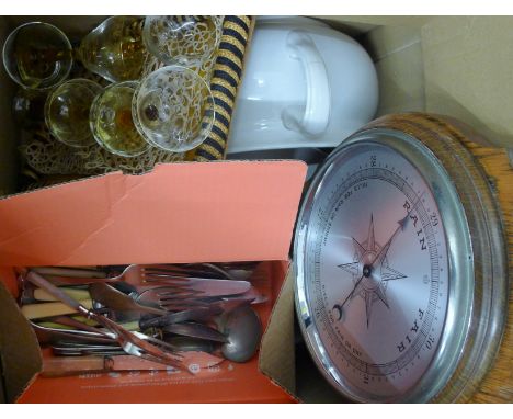 A quantity of miscellaneous porcelain, glass, a barometer, etc.