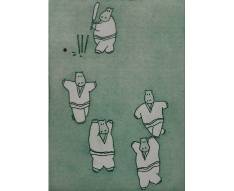 MAGGIE BURLEY (20th/21st century), Bowled Out, limited edition print, signed in pencil to margin and numbered 74/100, framed 