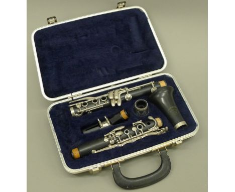 A cased clarinet. 