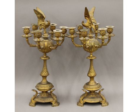 A pair of 19th century gilt bronze candelabra. 60 cm high.