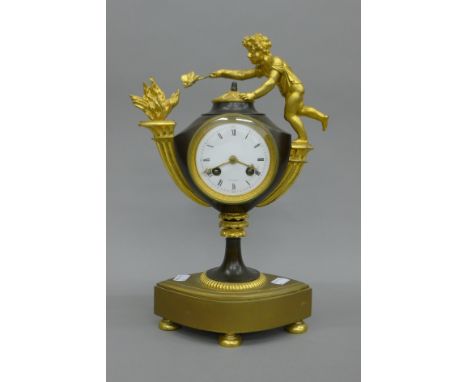 A 19th century gilt bronze mantle clock. 36 cm high.