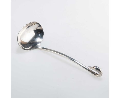 AN ELIZABETH II SILVER 'SWAN' LADLE by Simon J Beer, Sheffield 1990, with swan's head terminal. 19cm long, 3.4 troy ounces
