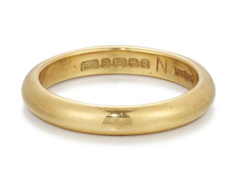 AN 18 CARAT GOLD BAND RING Hallmarked Birmingham 1990, ring size M1/2, 5.4 gramsVery light wear.