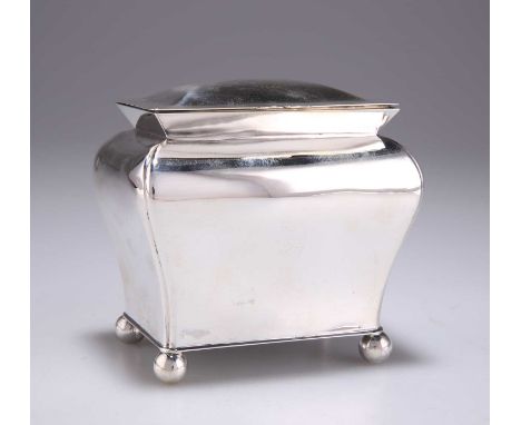 A VICTORIAN SILVER TEA CADDY by Richard Martin &amp; Ebenezer Hall, Sheffield 1897, in Georgian style, of plain rectangular b