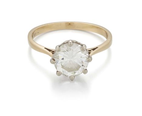 AN 18 CARAT GOLD SOLITAIRE DIAMOND RING a round brilliant-cut diamond in a claw setting. Estimated diamond weight 1.50ct, hal