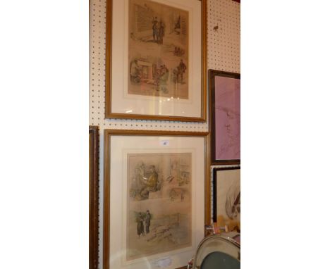 A pair of colour prints hunting scenes glazed and framed
