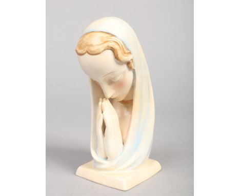 A mid 20th century Goebel bust. Formed as the Madonna in prayer. Impressed marks, 18cm. Good condition.