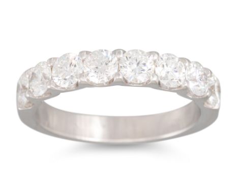 A DIAMOND HALF ETERNITY RING, the brilliant cut diamonds mounted in 18ct white gold. Estimated: weight of diamonds: 1.43 ct. 