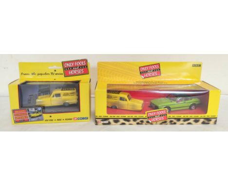 Two boxed Corgi Only Fools &amp; Horses figures to include Reliant Regal Super Van III 05201 &amp; Ford Capri with Reliant Va