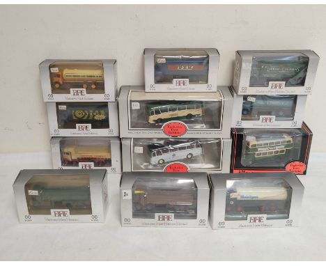 Twelve vintage boxed model vehicles by Exclusive First Editons mostly 1:76 &amp; 00 scale to include a maidstone B Harrington