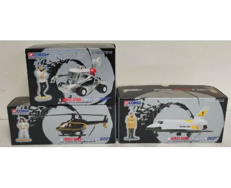 Corgi Classics James Bond Collection three boxed figurines to include Moon Buggy &amp; James Bond figure set 65201, Space Shu