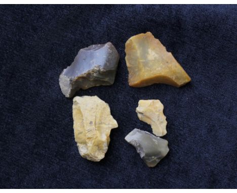 Neolithic-&nbsp;Collection of stone age flint scrapers &amp; burins used for scraping and engraving wood, bone, hides etc the