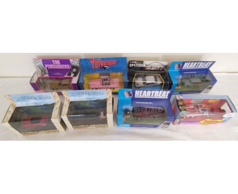 Eight Boxed Corgi collectors cars mostly film &amp; TV related to include The Persuaders Brett Sinclair CC07002, Classic Thun