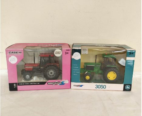 Two boxed 1:32 scale Britains model tractors to include John Deere 3050 42902 &amp; a Case IH 1056XL 2WD Tractor 42793 (2) 